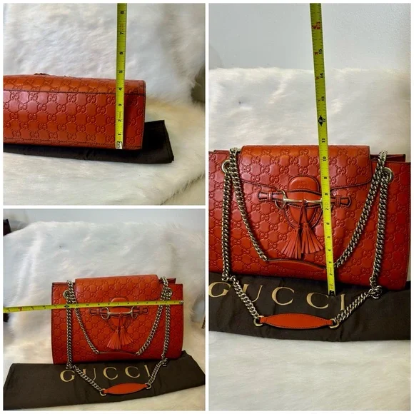 Gucci Tangerine Embossed Leather Shoulder Bag with gold hardware - Picture 16 of 17